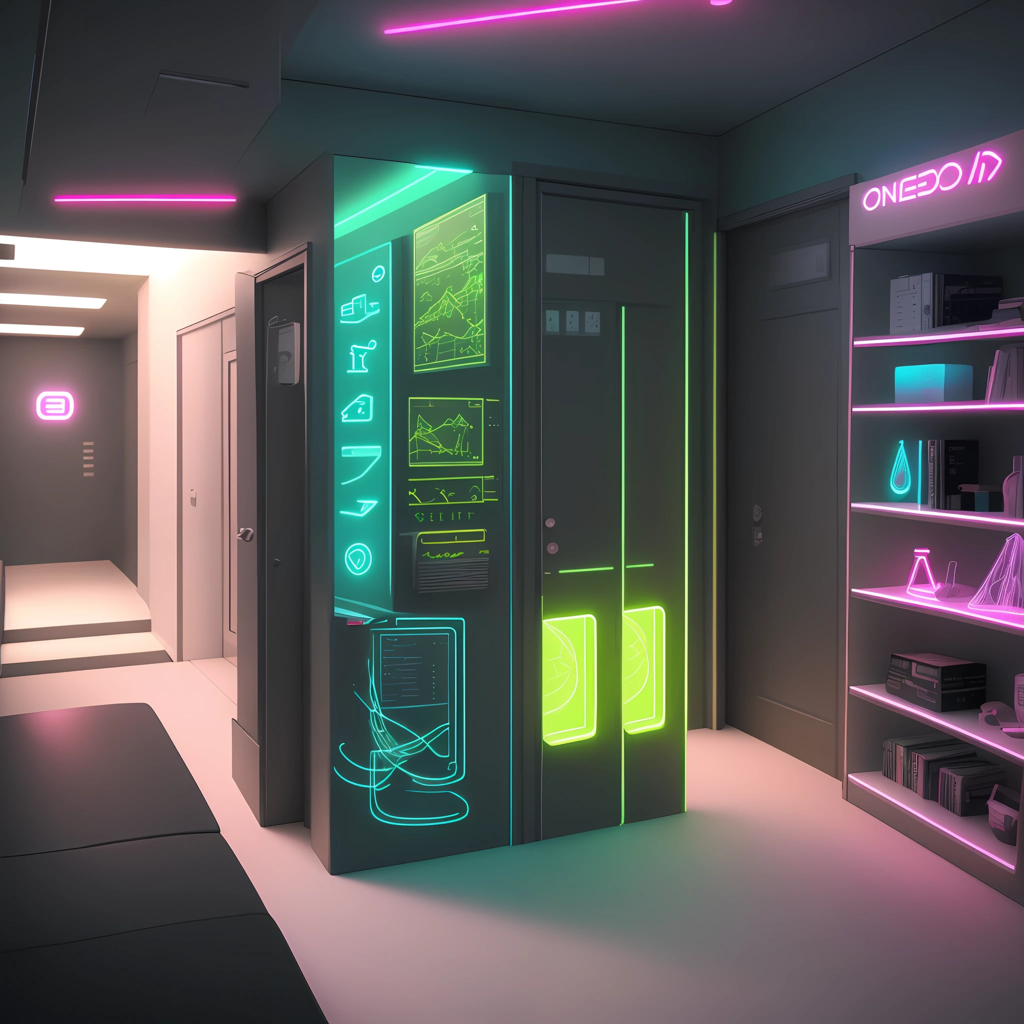 A 3d scenario with neon