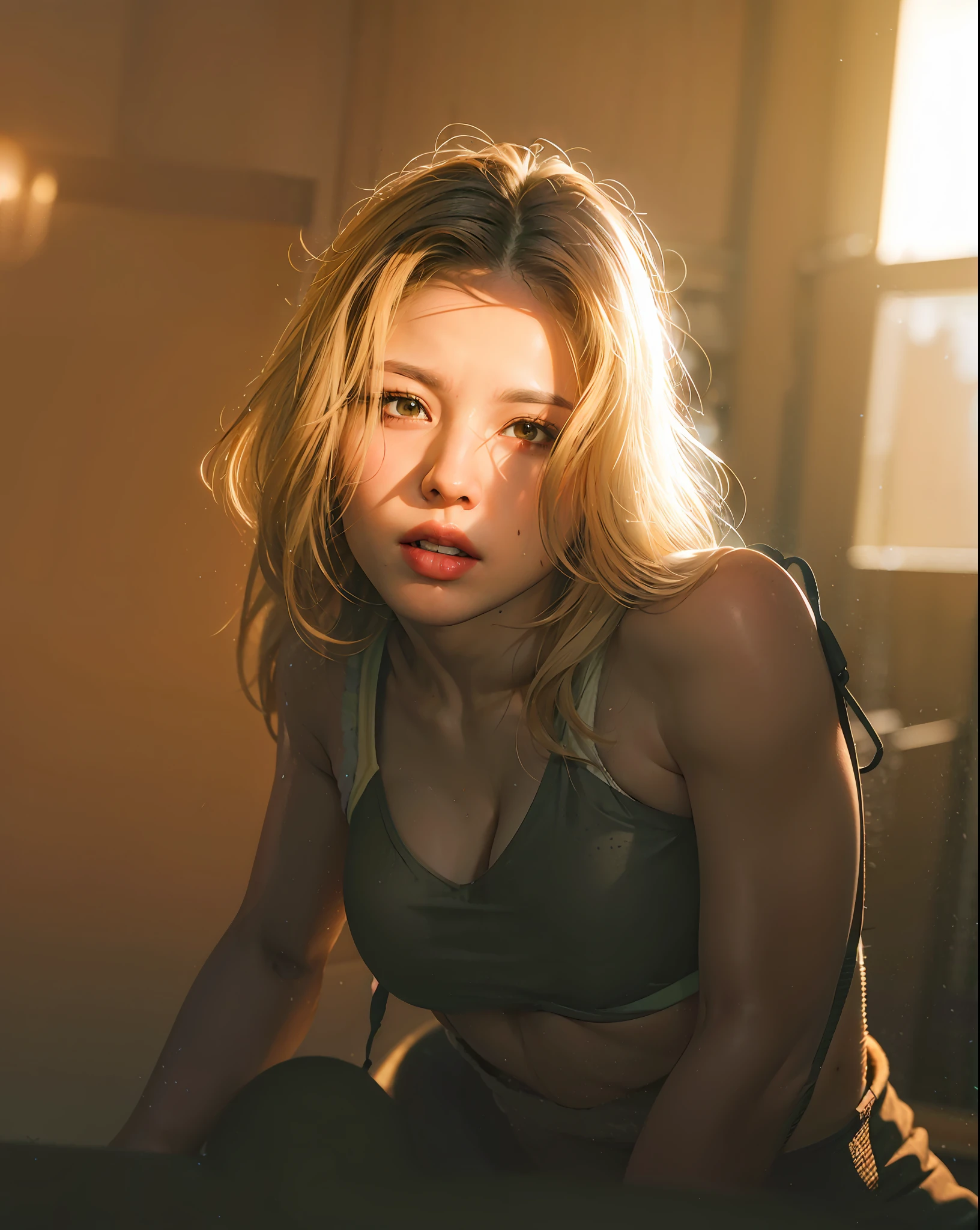 Dasha taran in gym wear, legging, kissing her friends armpit, arms up, armpit, dark eyeliner, toned body, photorealistic, photo, masterpiece, realistic, realism, photorealism, high contrast, photorealistic digital art trend on Artstation 8k HD high definition detailed realistic, detailed, skin texture, hyperdetailed, realistic skin texture, best quality, ultra high resolution, (photorealistic: 1.4), high resolution, detailed, raw photo