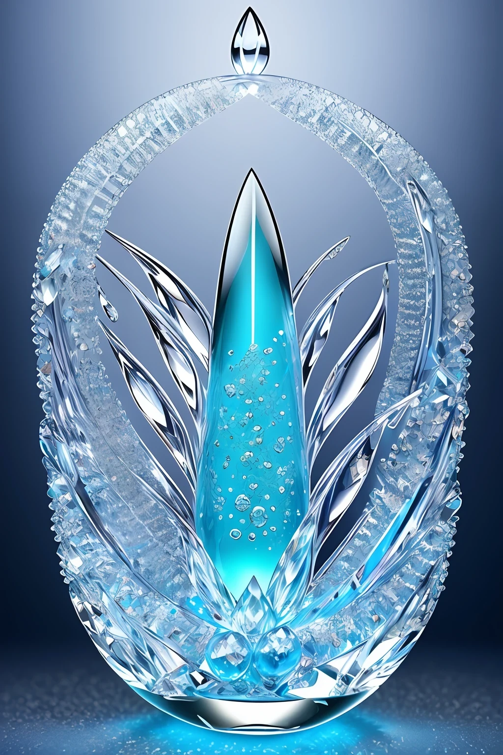 crystalized water droplet jewel dragon anthill fantasy semirealistic