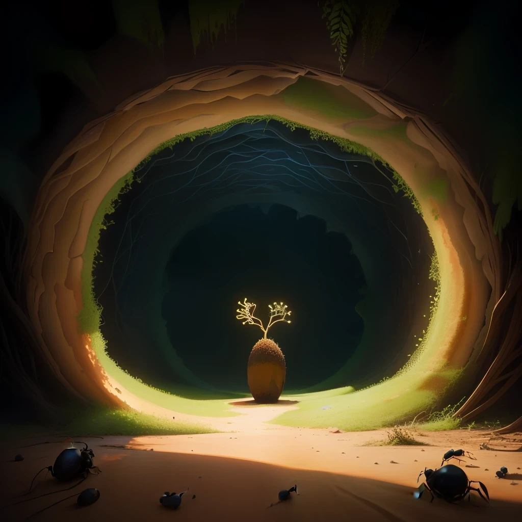 inside of anthill in portal anthill visible ants semirealistic