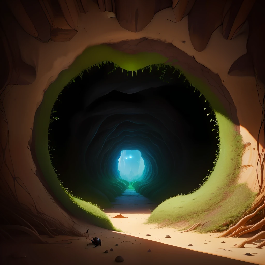 inside of anthill in portal anthill visible ants semirealistic
