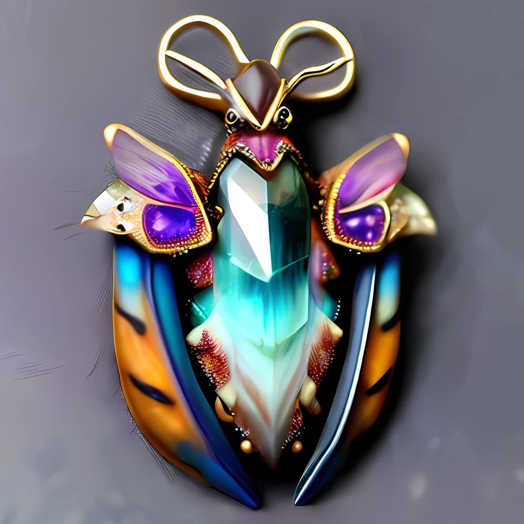 ombre jewel gemstone portal fantasy moth close up semirealistic