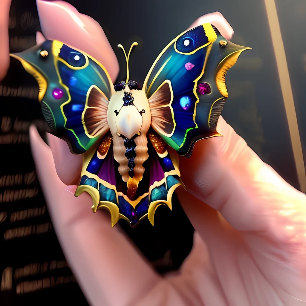 ombre jewel gemstone portal fantasy moth close up semirealistic