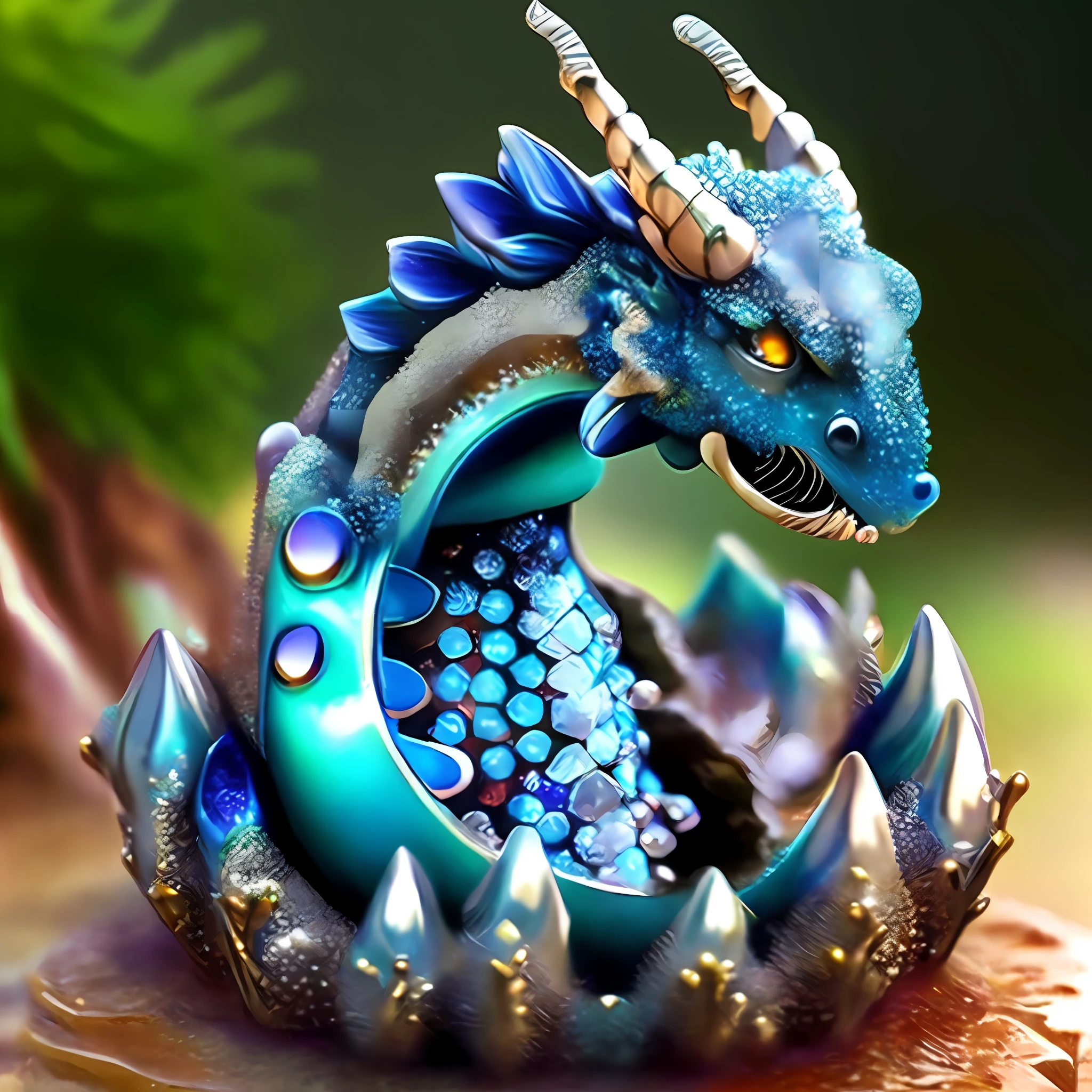 crystalized water droplet jewel dragon anthill fantasy semirealistic