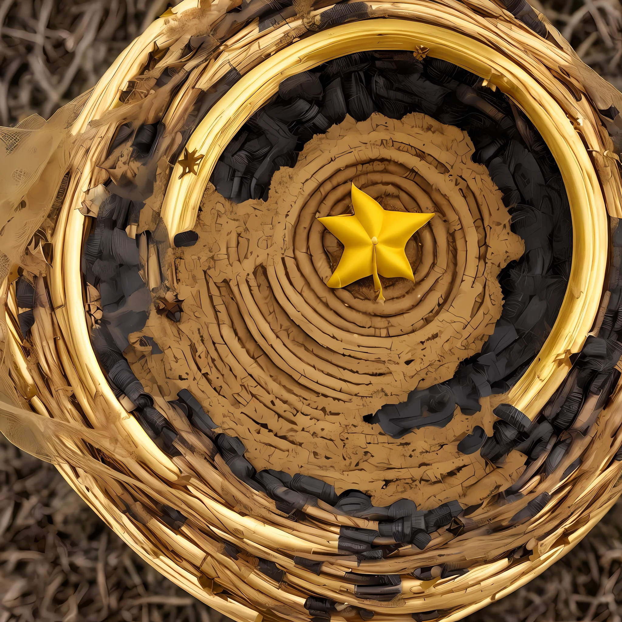 Circurlar ant nest with the VietNamese flag with a golden star