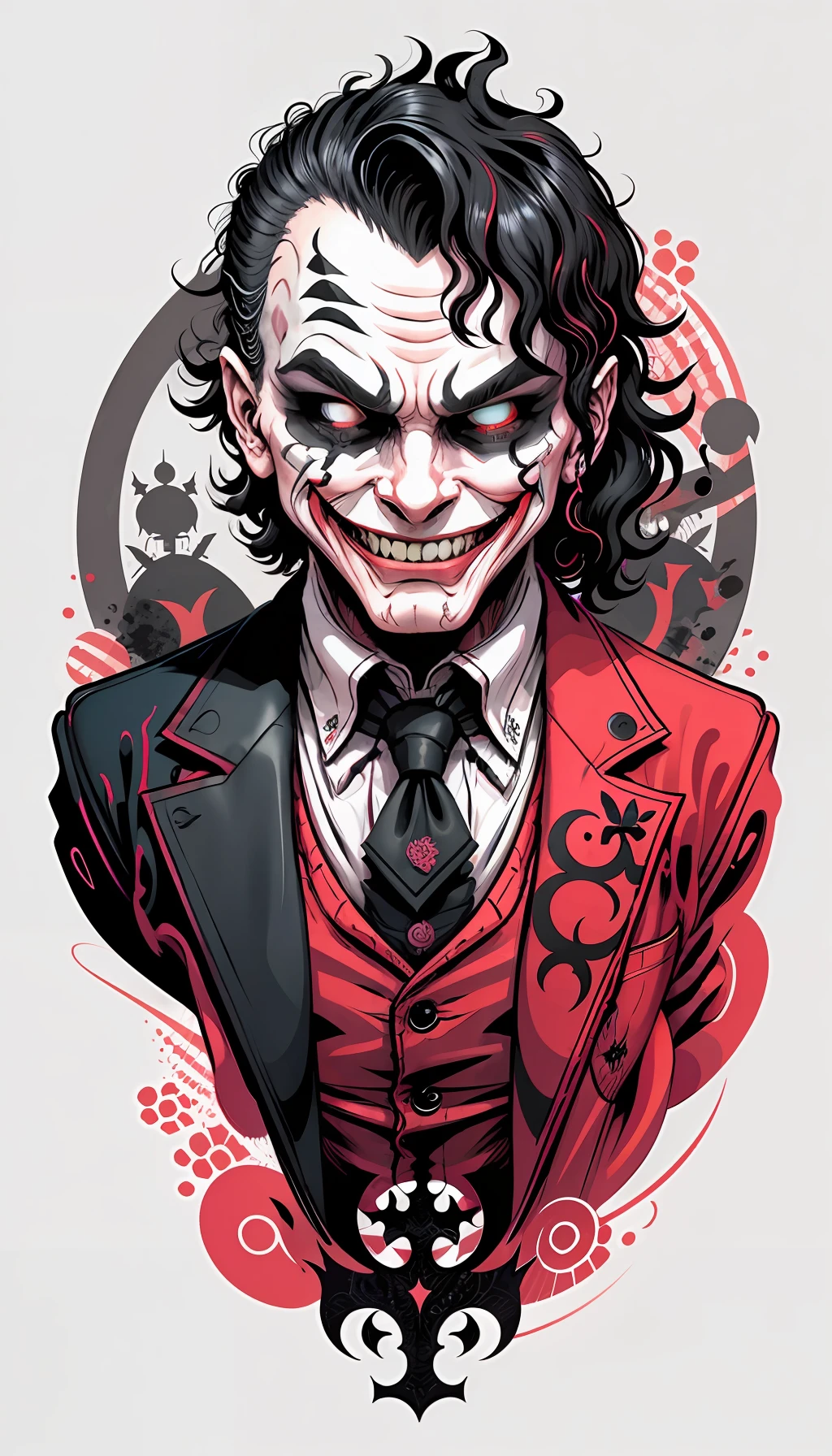 joker in the style of 0mib, illustrator, masterpiece, high quality, 8k, high resolution, high detailed, smile