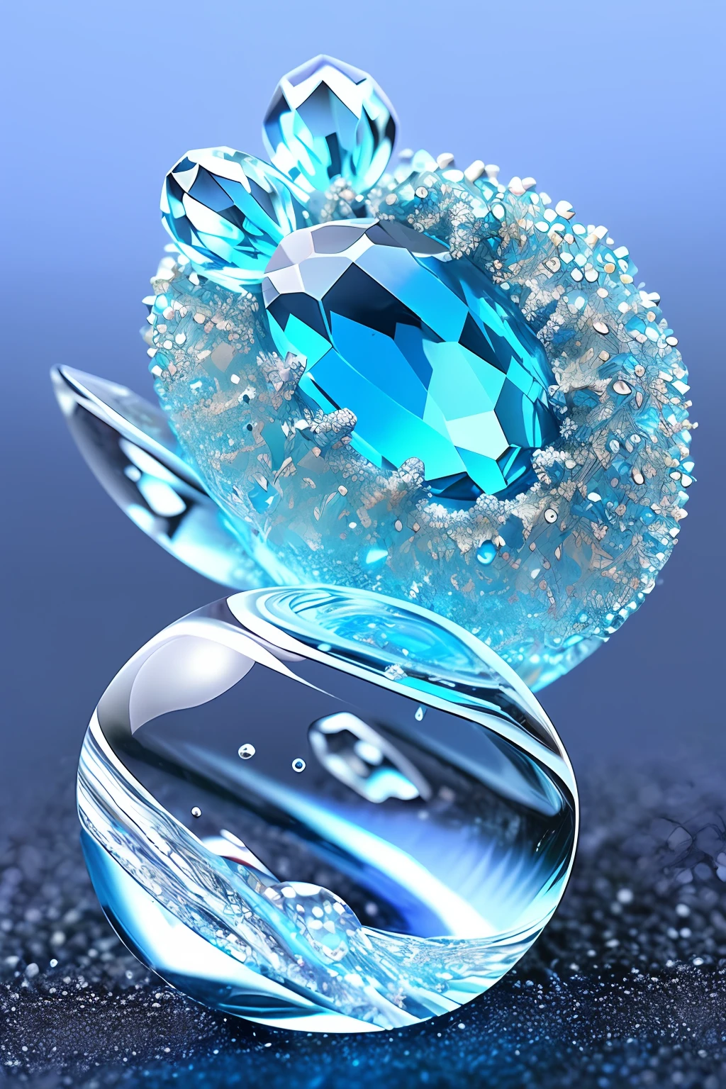 crystalized water droplet jewel dragon anthill fantasy semirealistic