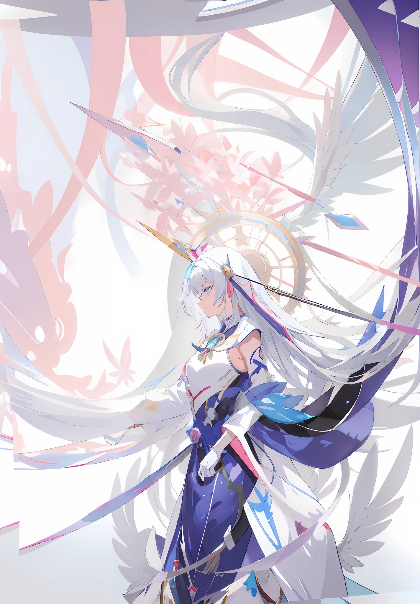 anime girl with long white hair and blue dress with a large flower, white haired deity, best anime 4k konachan wallpaper, high detailed official artwork, anime art wallpaper 8 k, ethereal anime, zerochan art, digital art on pixiv, anime art wallpaper 4k, anime art wallpaper 4 k, onmyoji detailed art, beautiful anime artwork