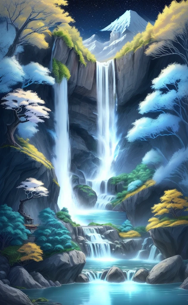 The waterfall should fill the entire painted part.