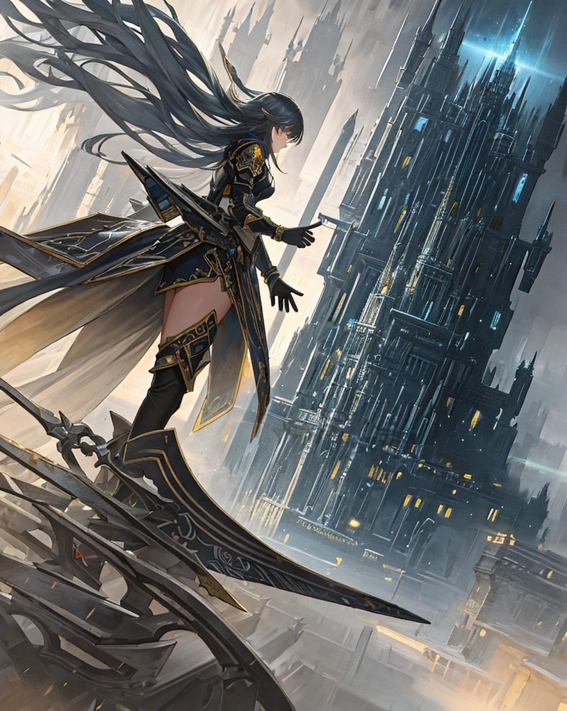 High-quality illustrations, pretty, fantasy, mechanics, futuristic cities, elegant,