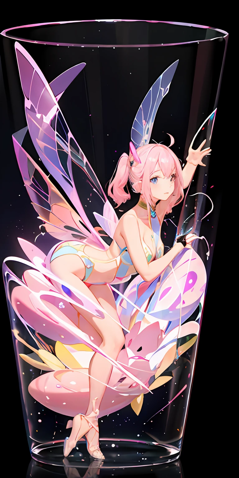 pink wasp in glass holographic