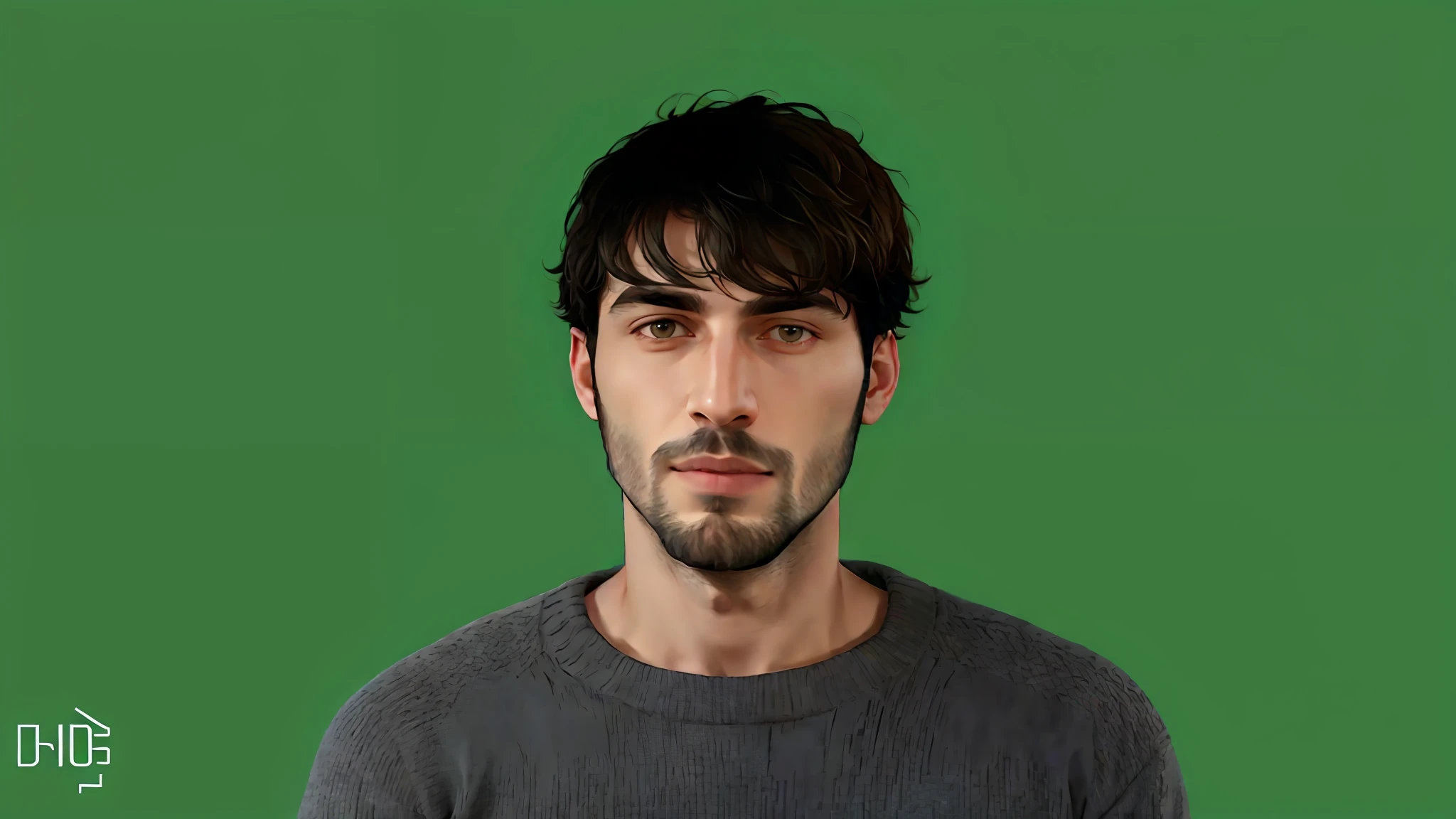 arafed man with a beard and a gray sweater on, aykut aydogdu, realistic studio portrait, high quality portrait, nft portrait, realistically rendered face, headshot profile picture, realistic portrait photo, enes dirig, portait photo profile picture, green screen, 2 d render, rendering, anton, maxim sukharev, adam, young spanish man