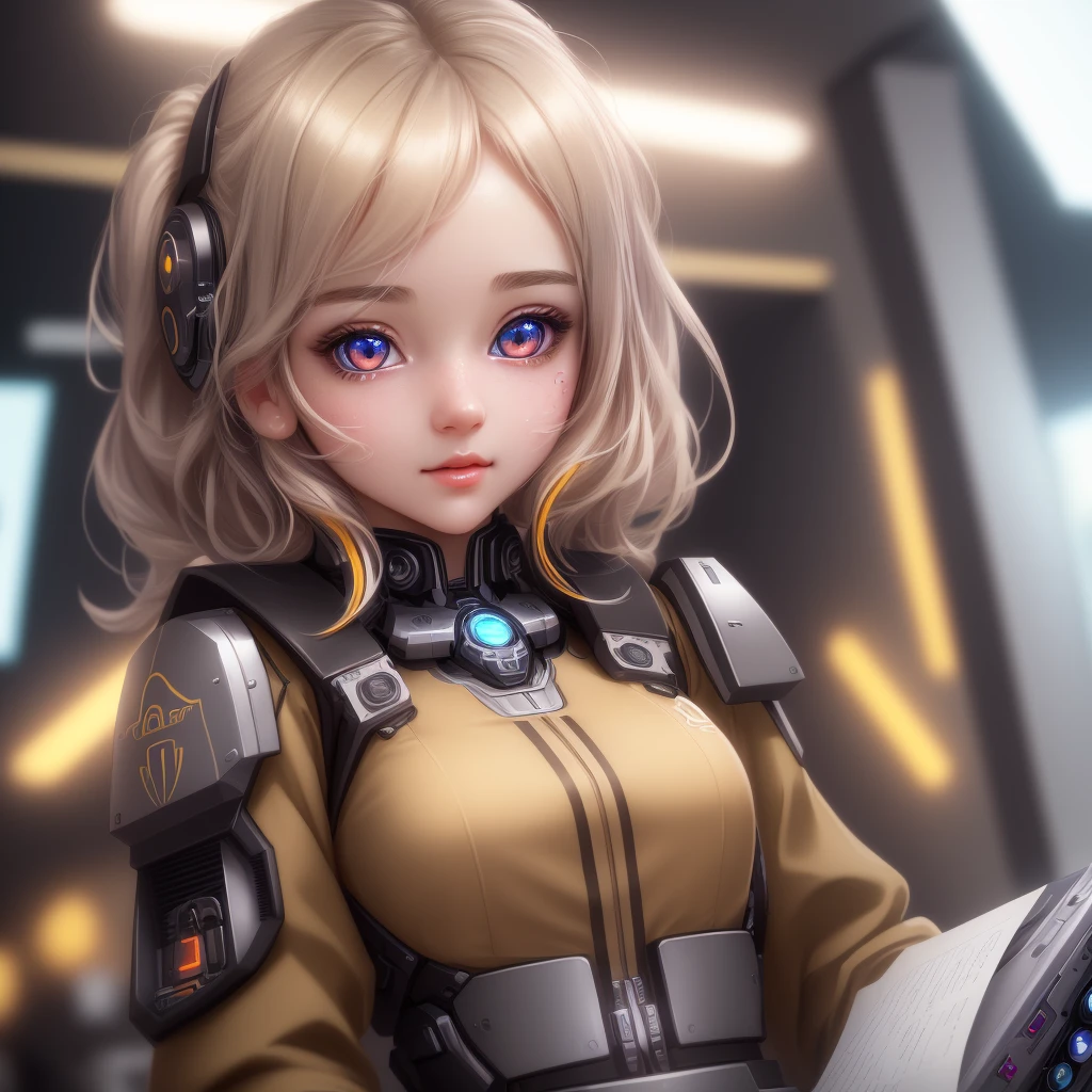 masterpiece, best quality, 1girl, (colorful),(finely detailed beautiful eyes and detailed face),cinematic lighting,bust shot,extremely detailed CG unity 8k wallpaper, robotic girl with human features, office space, solo, holding papers