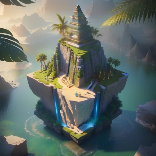 Hyper realistic pyramid with glowing crystal on top, cinematic lighting