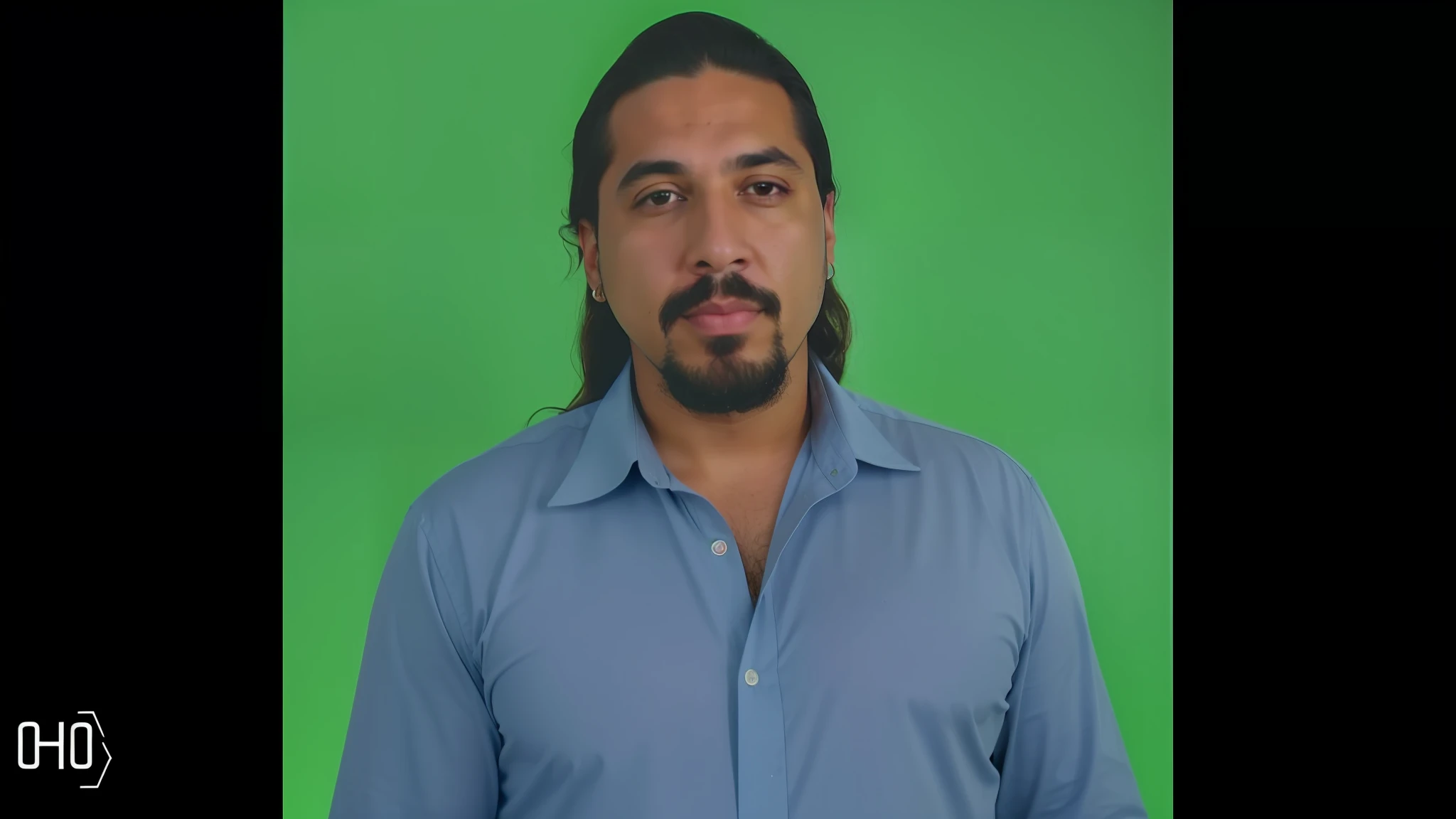 a close up of a man with long hair and a beard, david villegas, green screen, victor maristane, taken in the early 2020s, heraldo ortega, photo of a man, green screen background, salustiano garcia cruz, danny trejo, andres rios, luiz escanuela, eloy morales