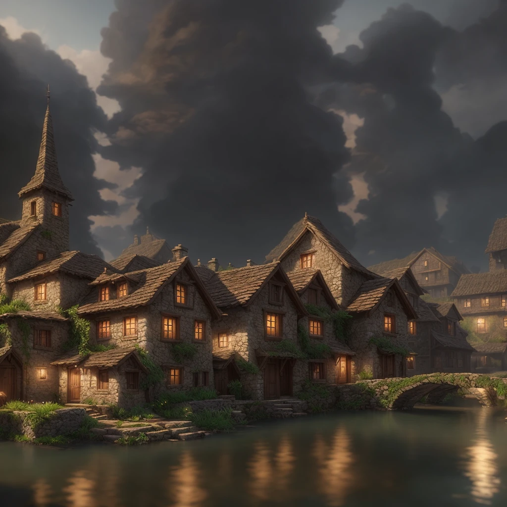 there is a small stream running through a small village, realistic fantasy render, villages , unreal engine, unreal engine render concept art, matte painting unreal engine, unreal engine fantasy art, artstation unreal, inspired by senior environment artist, 3d rendered matte painting, unreal engine art, highly realistic concept art, unreal enginedigital painting, detailed 4k concept art, beautiful mattepainting