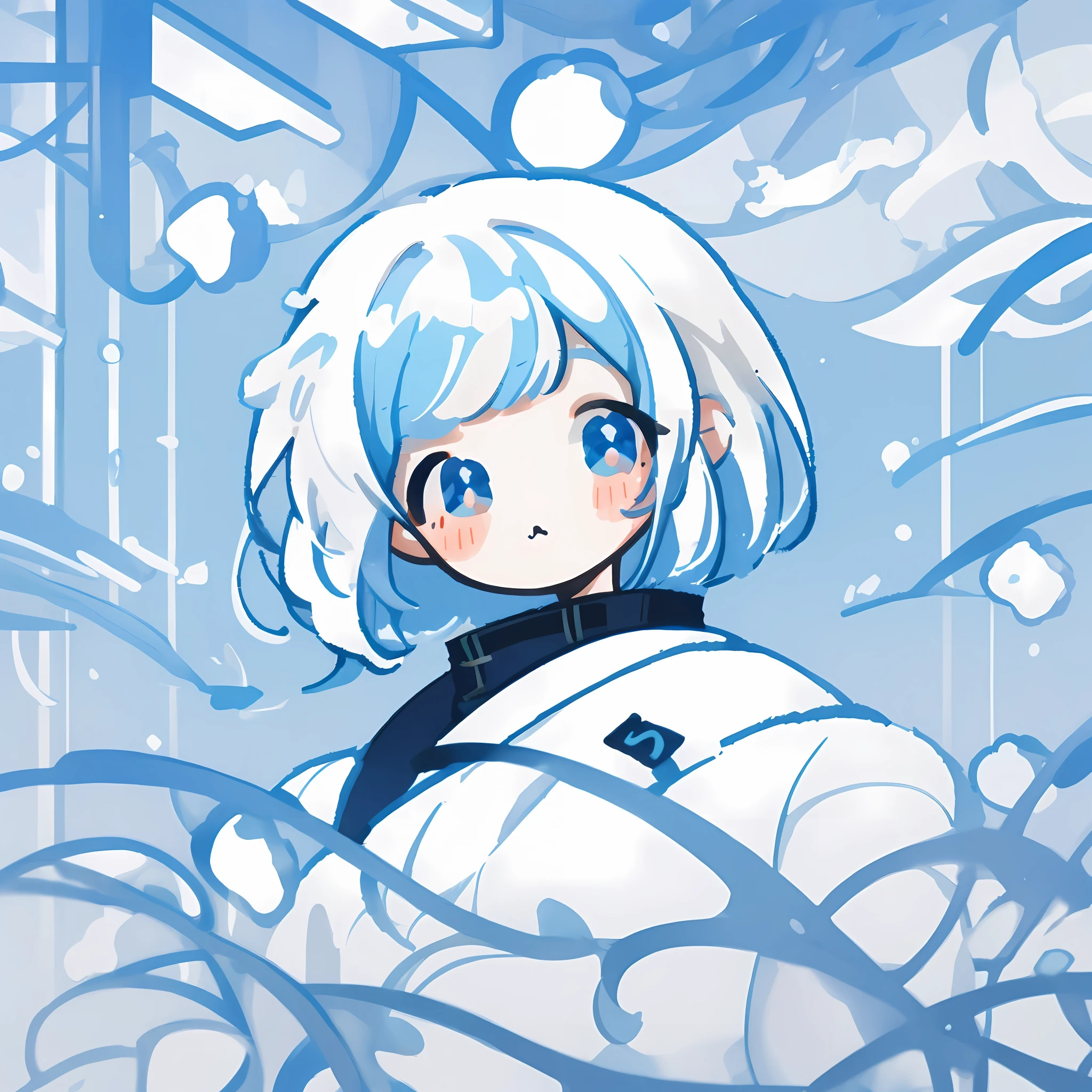 Igirl, chibi, masterpiece, white hair, gradient hair, blue eyes, blue hair