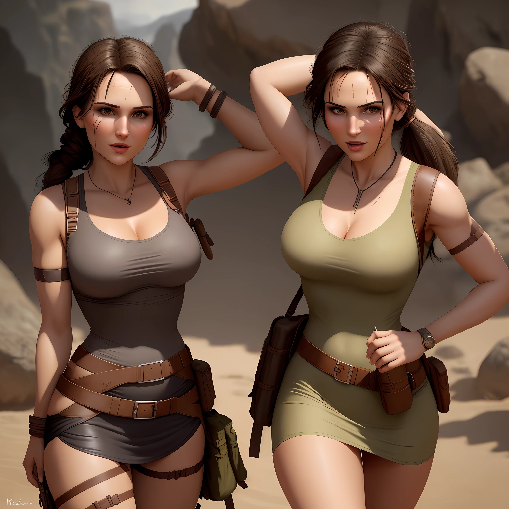 Lara Croft Reasista in perfect face dress with maxado in hand