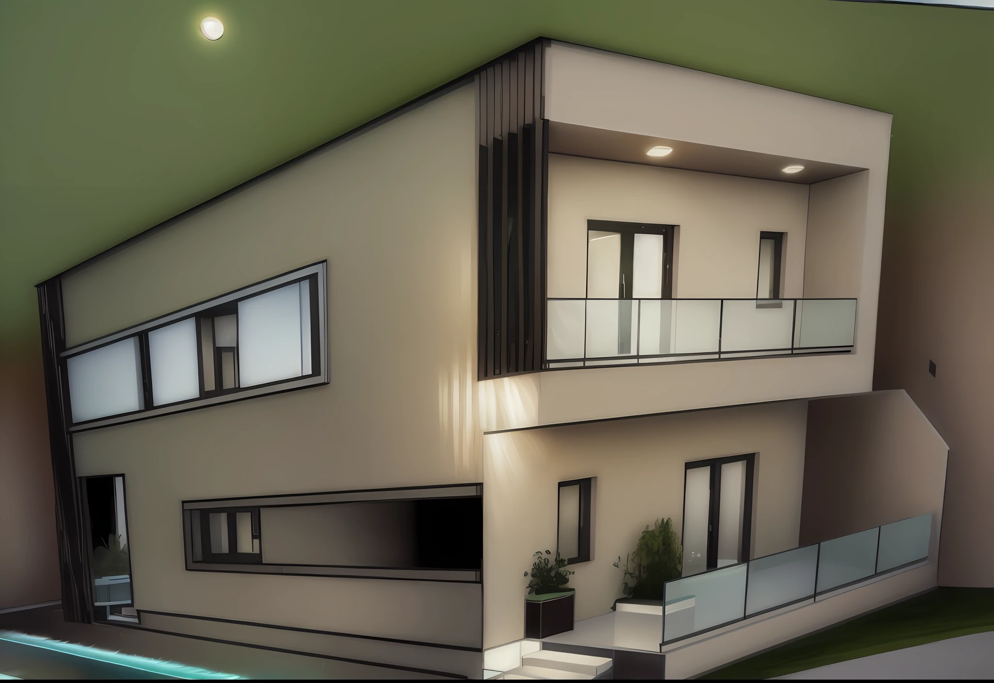 Modern house architecture, vegetation