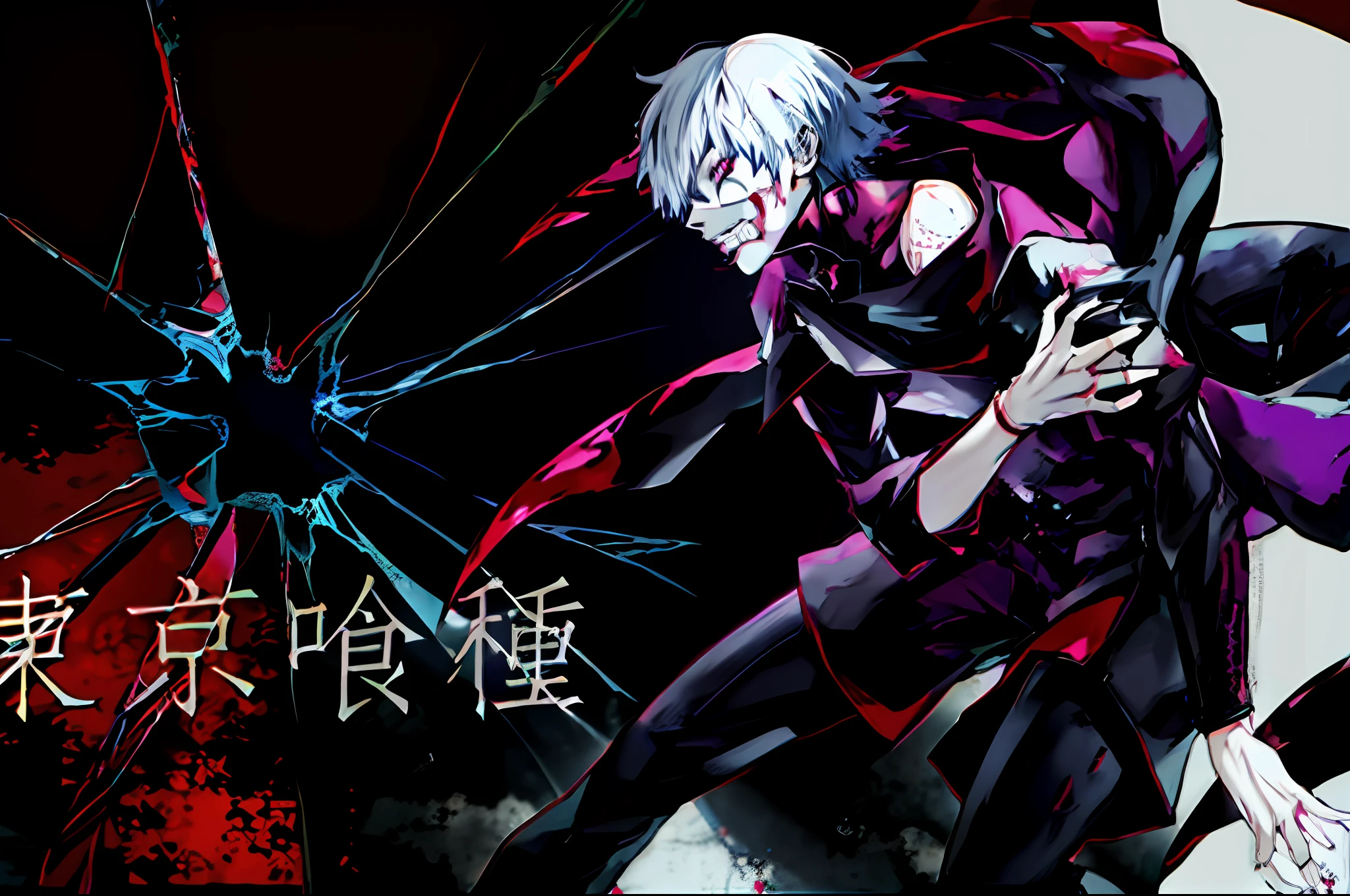 anime character with a broken glass background and a text that reads,, tokyo ghoul, best anime 4k konachan wallpaper, anime wallaper, hd anime wallaper, anime cover, kaneki ken, 4 k manga wallpaper, ken kaneki, 4k anime wallpaper, 2 b, epic anime style, 2b, hd anime wallpaper, anime wallpaper