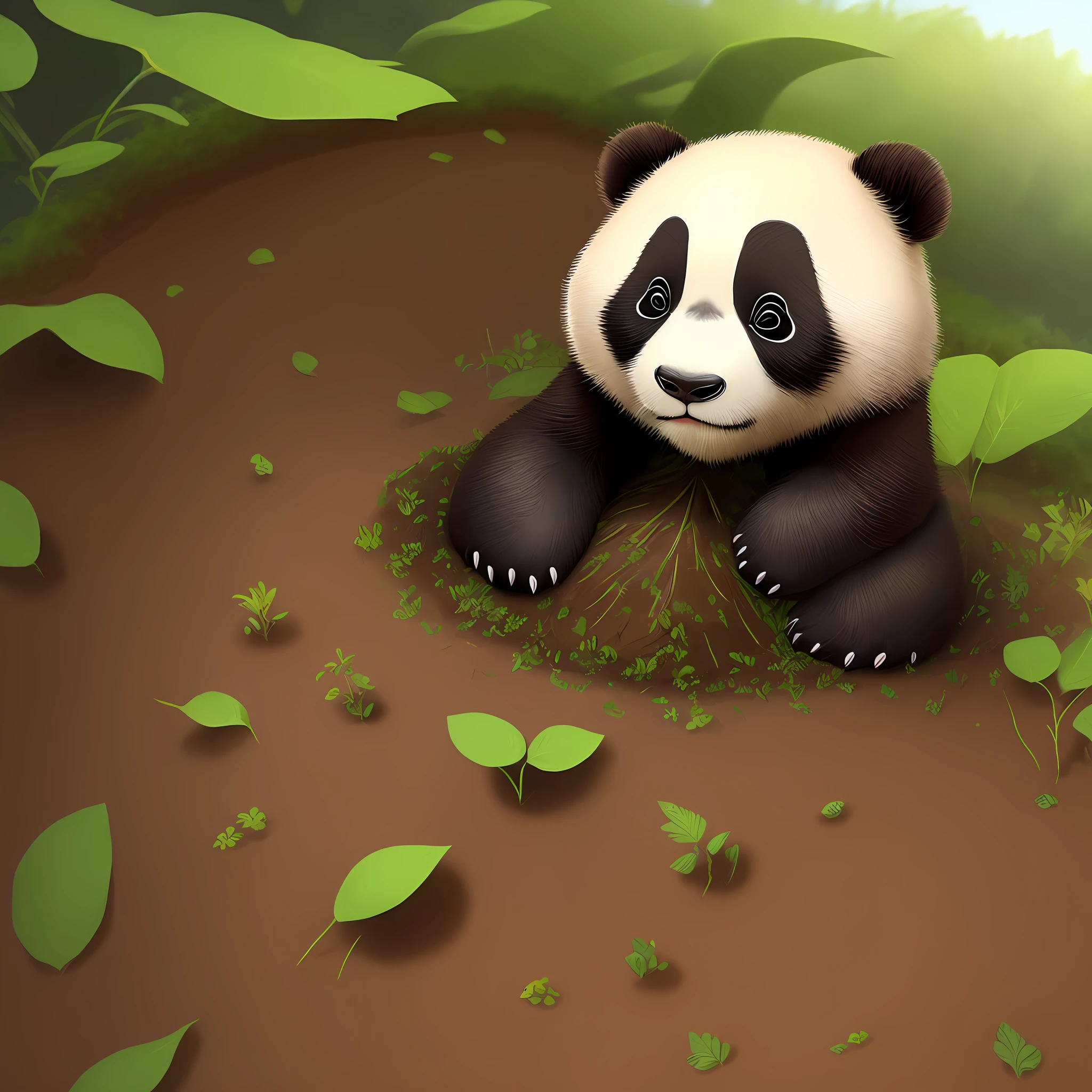 Anthill leaves moist earth panda