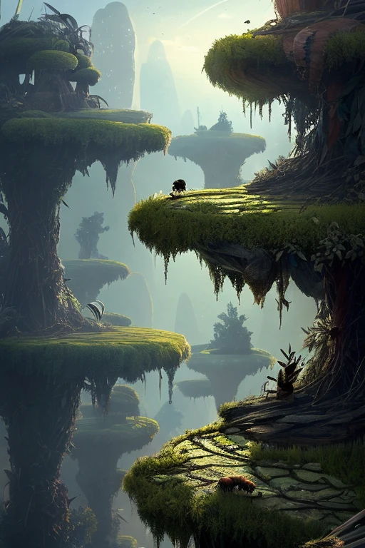 Panda has reeds, mushrooms, bamboo and ants