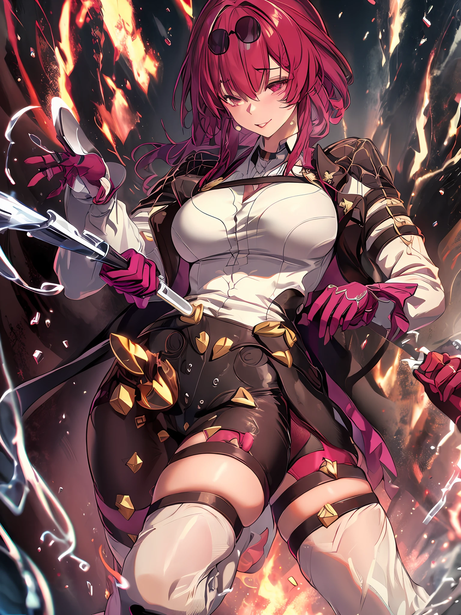 1girl, mmasterpiece, high quality, crazy detail, cinematic, 8K, outrageous, award-winning, wallpapers, game art, power scenes, captivating, fantastic, {anime feel},