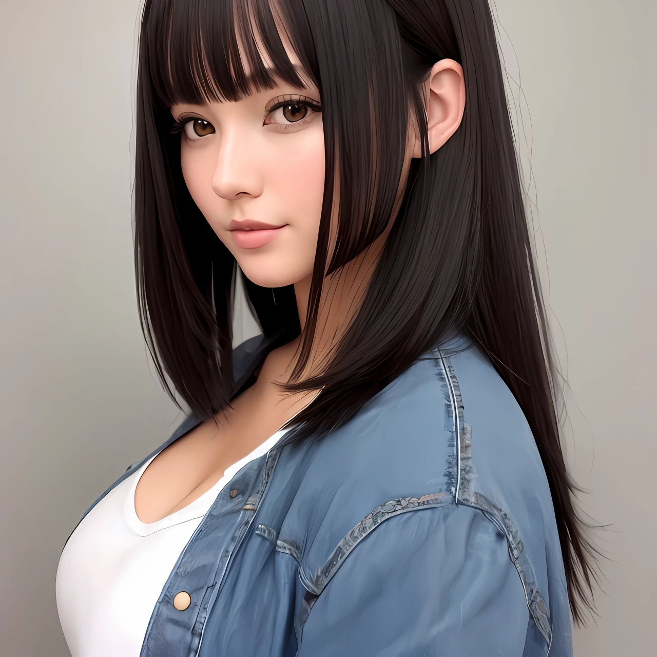 big, dark hair,