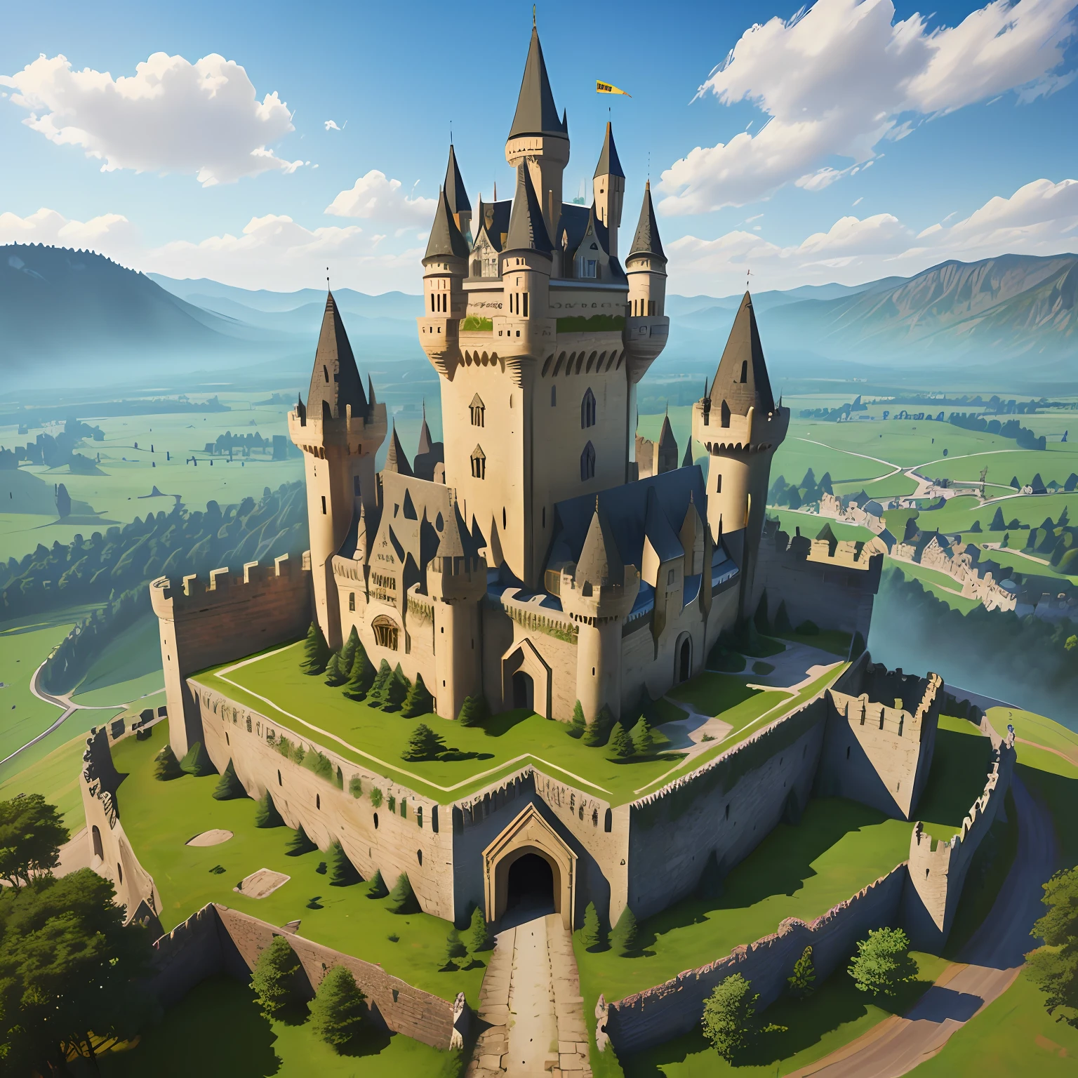 realistic anthill castle walls medieval towers Middle Ages