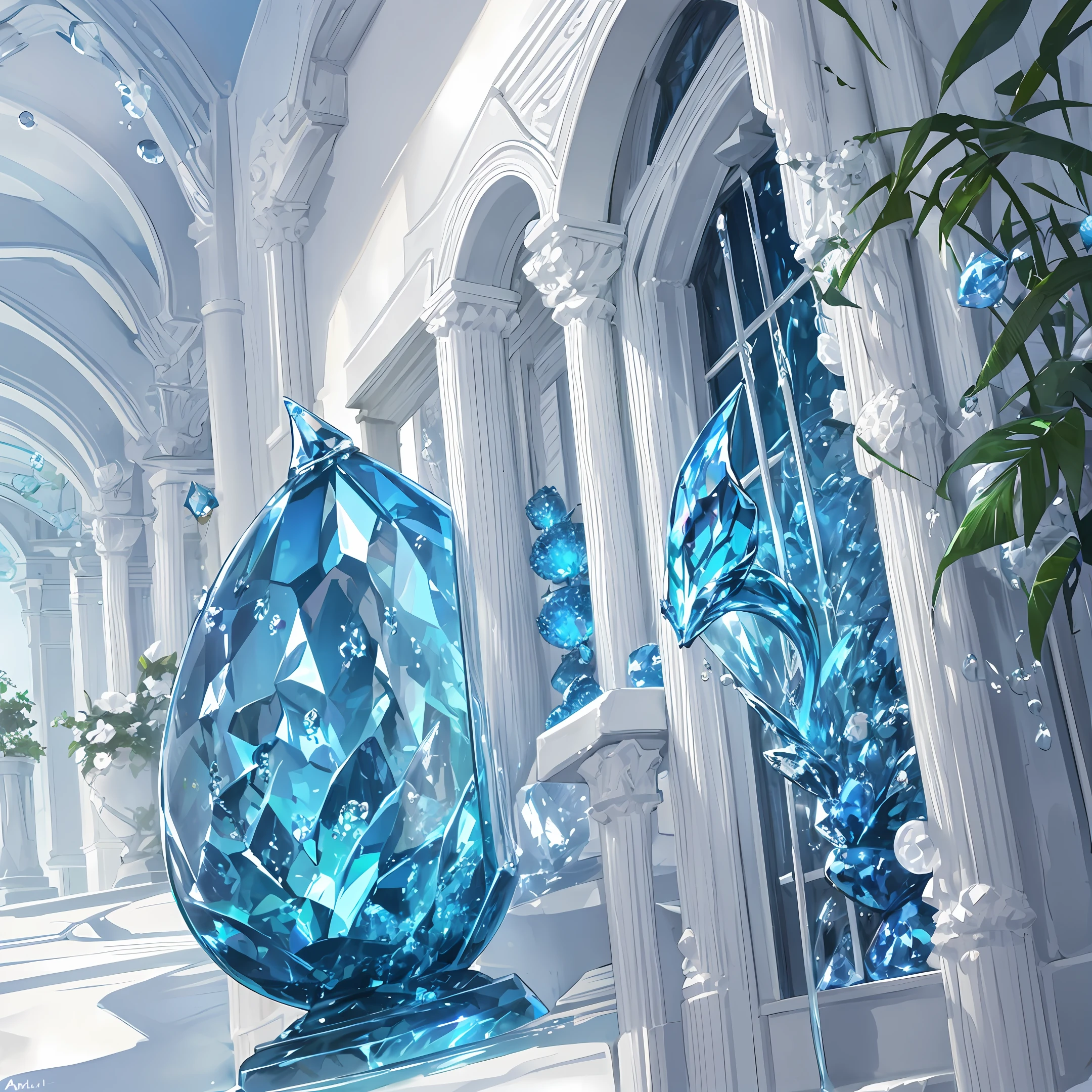 crystalized water droplet jewel dragon anthill fantasy semirealistic