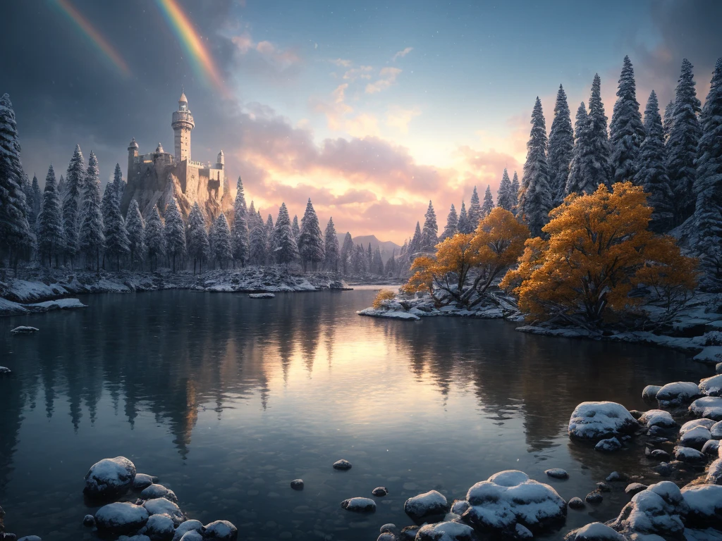 After the War, Dead Silent Landscapes, Game of Thrones, Winterfell, Winter, Heavy Snow, Outdoor, Smoke and War, Gloomy, Gloomy Sky, Landscape, Frozen Water, Withered Trees, Award Winning Photography, Bokeh, Depth of Field, HDR, Bloom, Color Aberration, Realism, Very Detailed, Trends on Artstation, Trends on CGsociety, Intricate, High Detail, Dramatic, Midjourney Art, Cinematic Lighting, Verism, UHD, 16k, best quality, high quality, highres, masterpiece, super detail