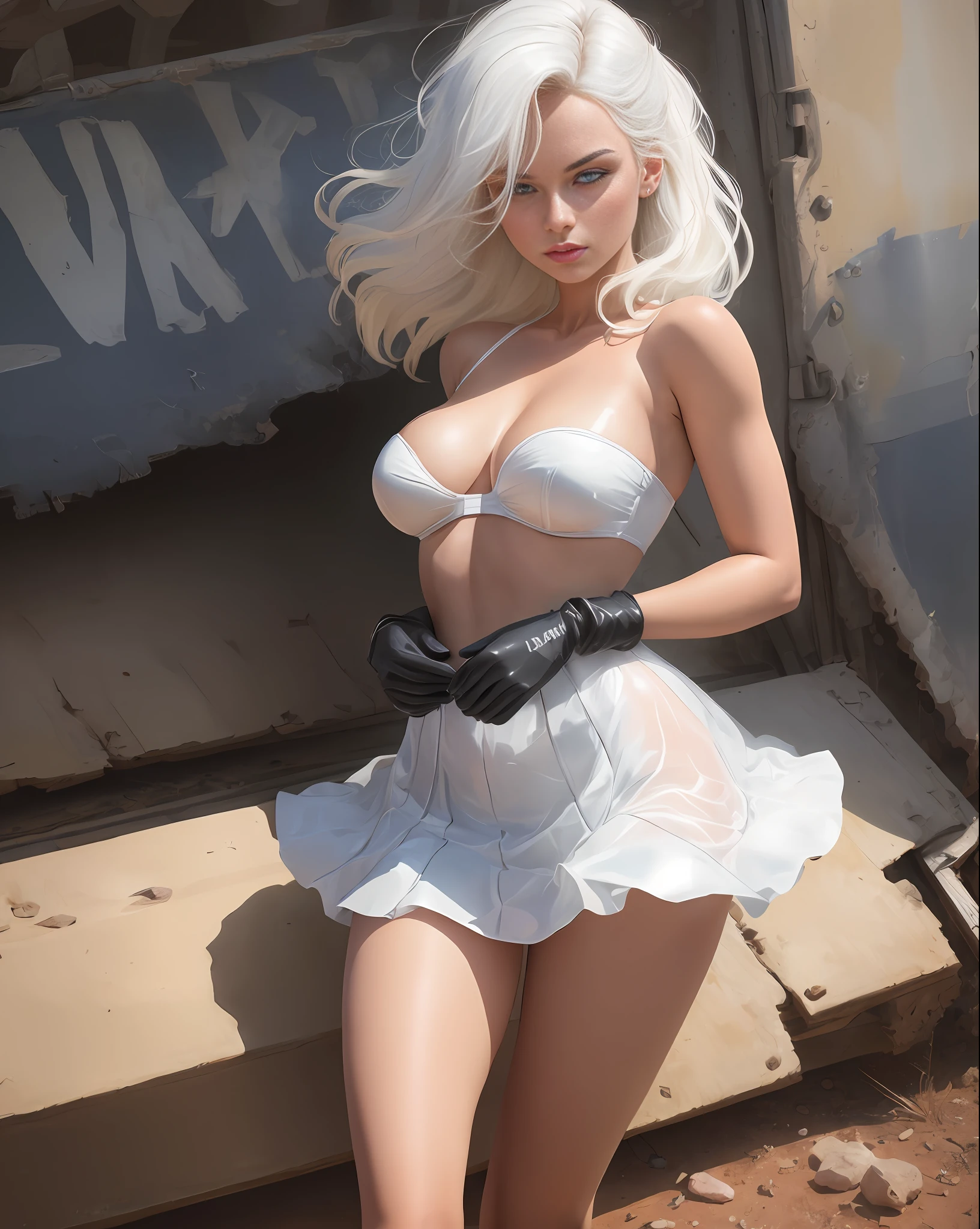 MARGOT ROBBIE (), Walking on the Road, Big asterpiece), Exquisite, Extremely Detailed, (Watercolor), Blooming, Delicate and Beautiful, Illustration, (Bottom Up), (1girl:1.4), (solo:1.2), Big Breasts, (Cm: 1.3), Clean Uniform, (Mini Skirt Top Latex Vinyl Lingerie Naughty Striper Sexy Leather...: 1.2), Stress, (underboob: 1.2), ((light skin: 0.8)), Big Cocked Ass, Gorgeous Blue EyeShaggy te Hair), photography, strapless photo, Alex Maleev, abandoned road, desert, dust, Professional, Canon Shooting, Nikon Shooting, Sharpness, Bokeh, Studio Quality, Fisheye, Robert Capa,