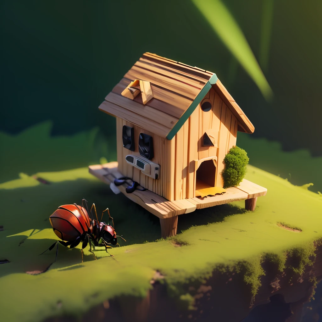 ai generated ant with his house