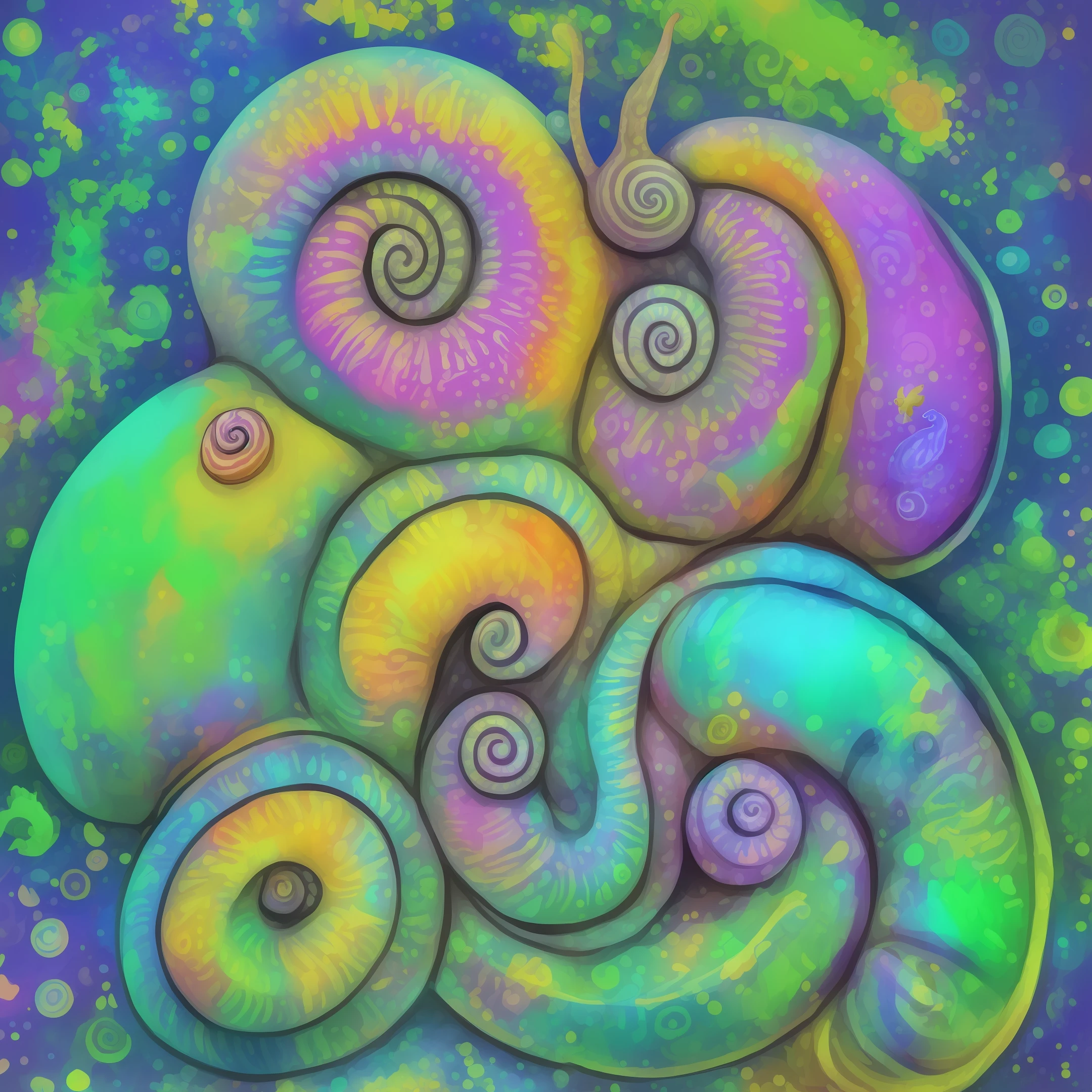 Psychedelic snail with head out
