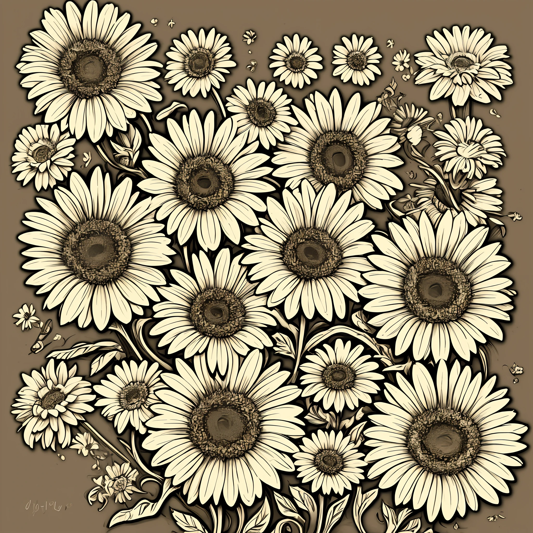 Sun Flower Outline Aesthetic Detailed Vector, Beauty Hand Drawn Vector, Drawing Sketch, Daisy Gerbera vintage illustration.