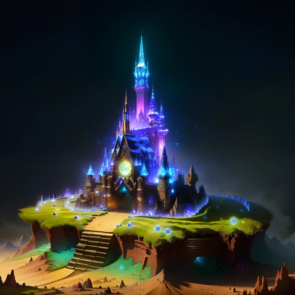 an high tech ant hill decorated with some crystals, fantasy, hd, HDR 4k ,upscale