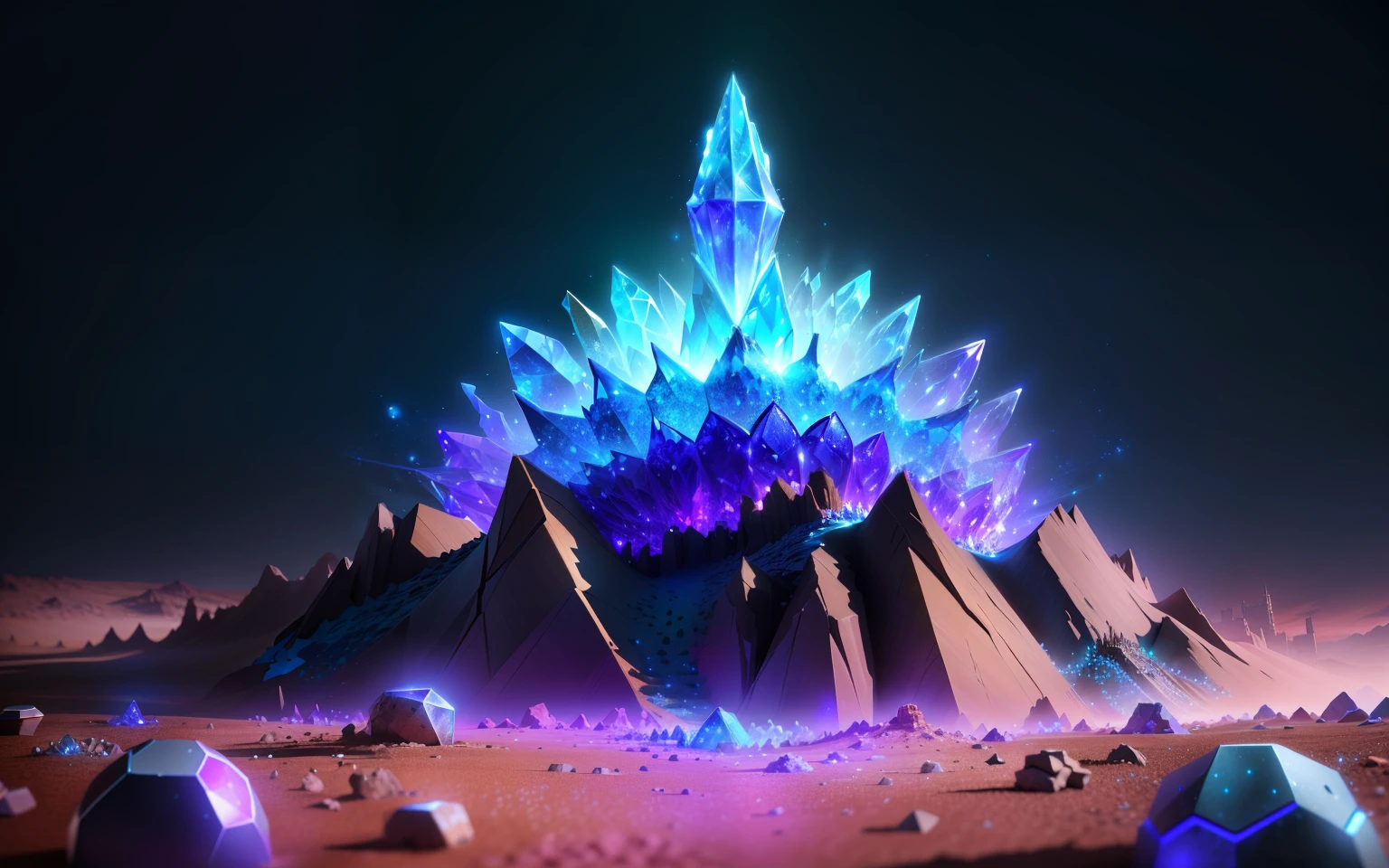 an high tech ant hill decorated with some crystals, fantasy, hd, HDR 4k ,upscale