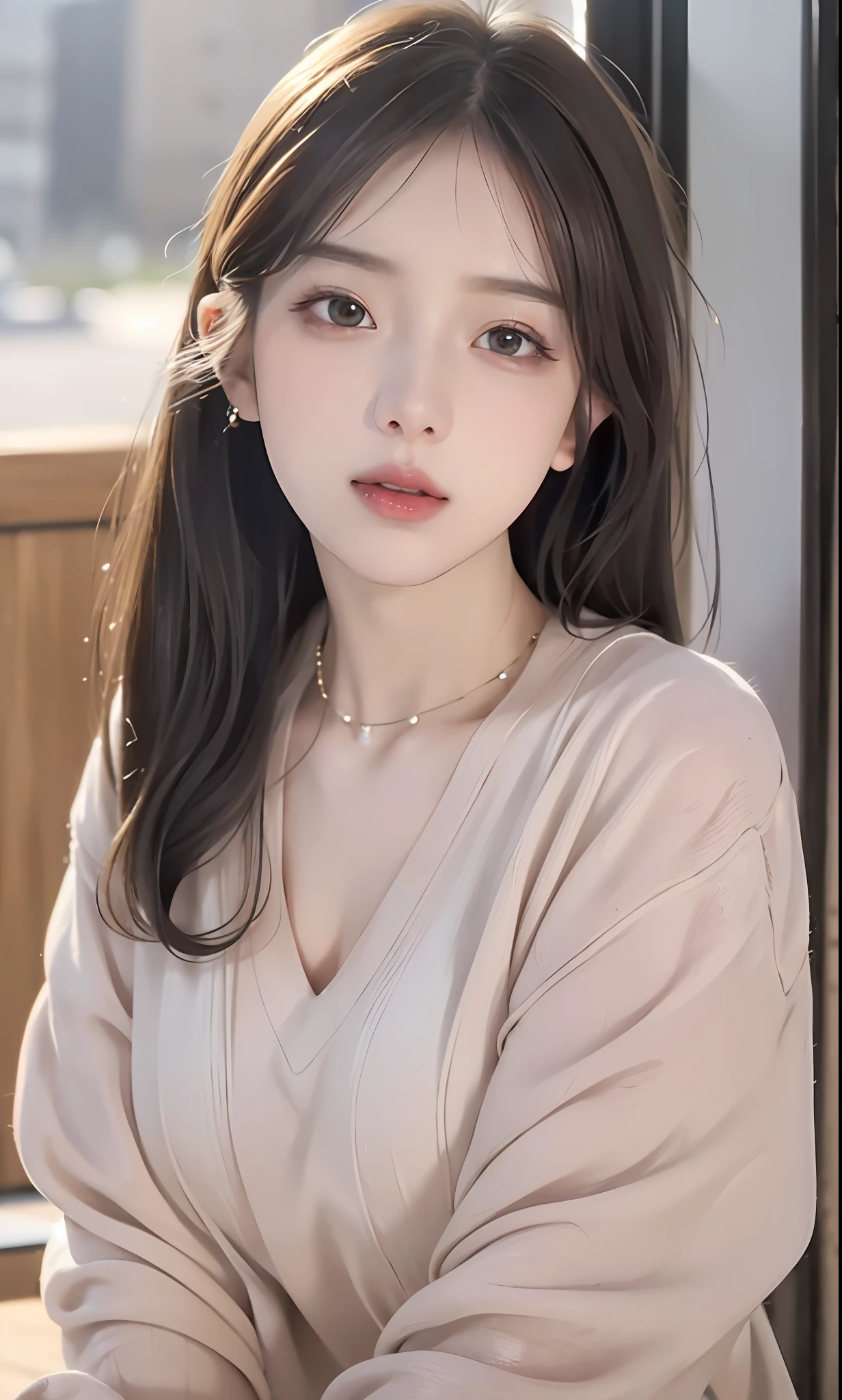 (8k, RAW photo, photorealistic:1.25) ,( lip gloss, eyelashes, glossy finish, glossy skin, best quality, super high resolution, depth of field, chromatic aberration, caustics, wide light, natural shadow, Kpop idol) look with serenity and goddess-like bliss to the spectators,