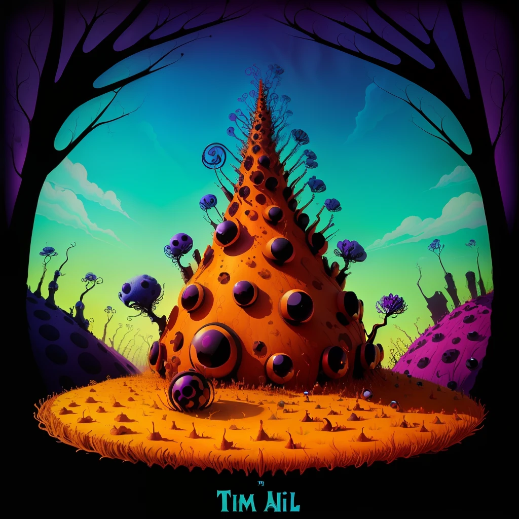 an anthill in Tim burton style