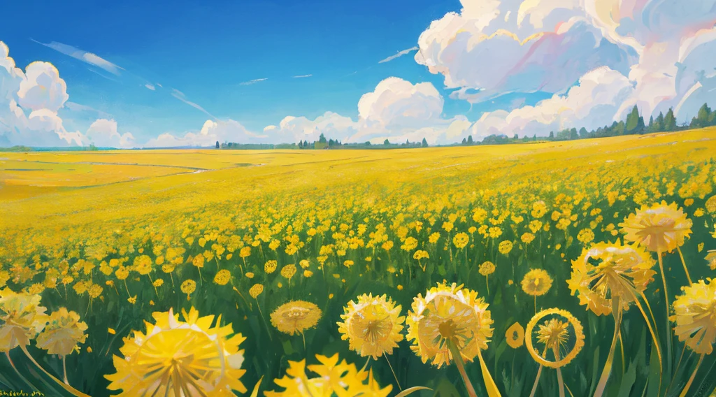 a never ending dandelion field