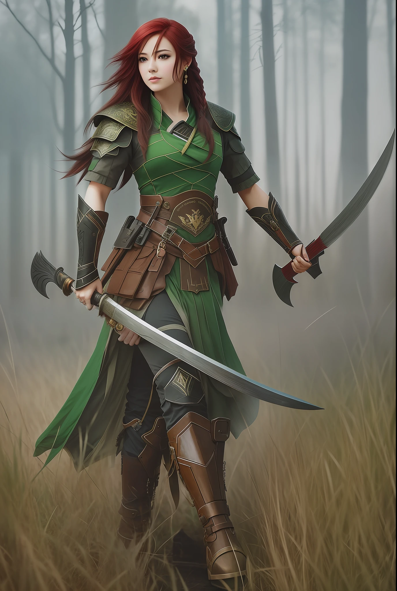 keep all details of original image, just change hair to red