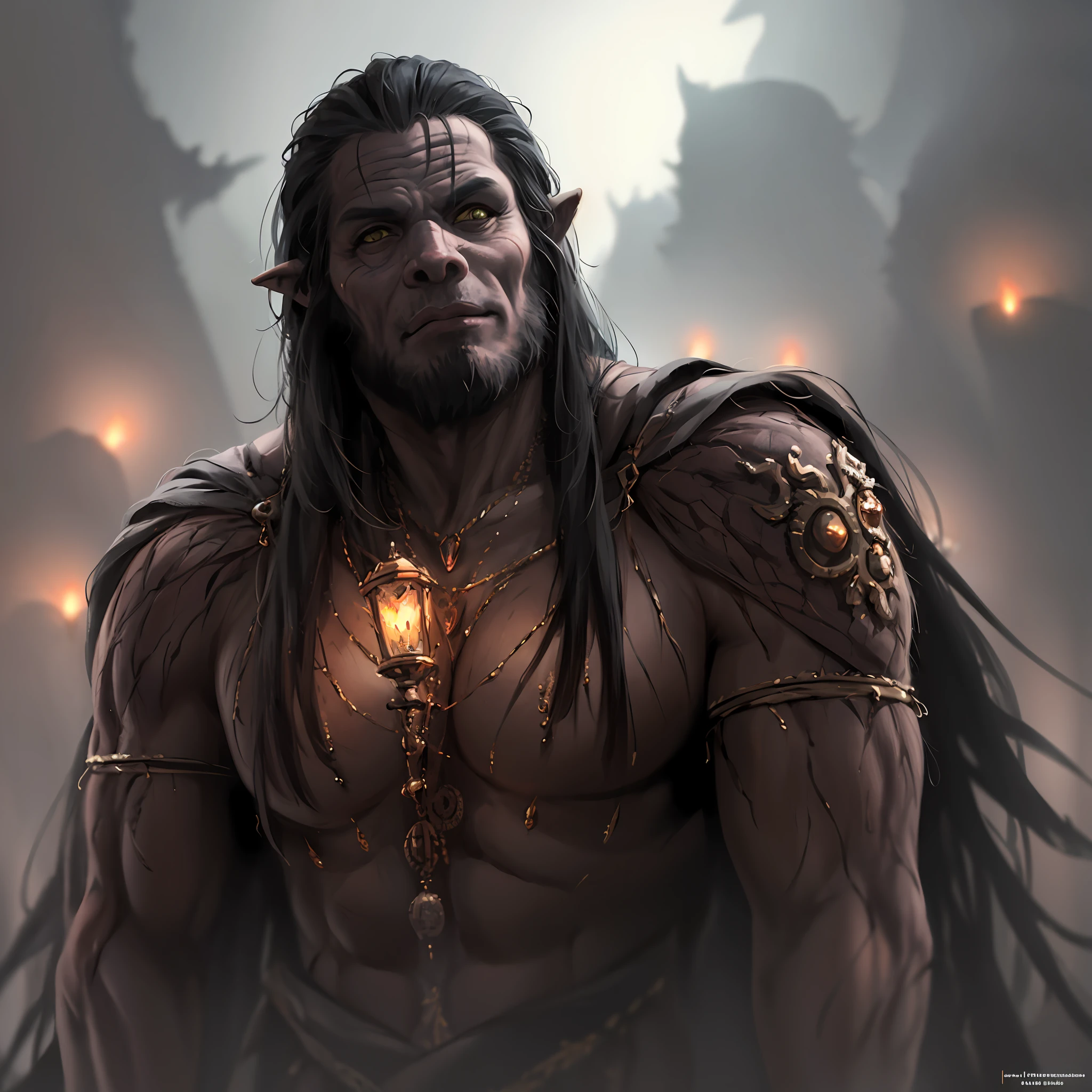 wlop,dalcefo,realistic,painting,darkness,princess,orc crowd,fine detailed face, cinematic light,