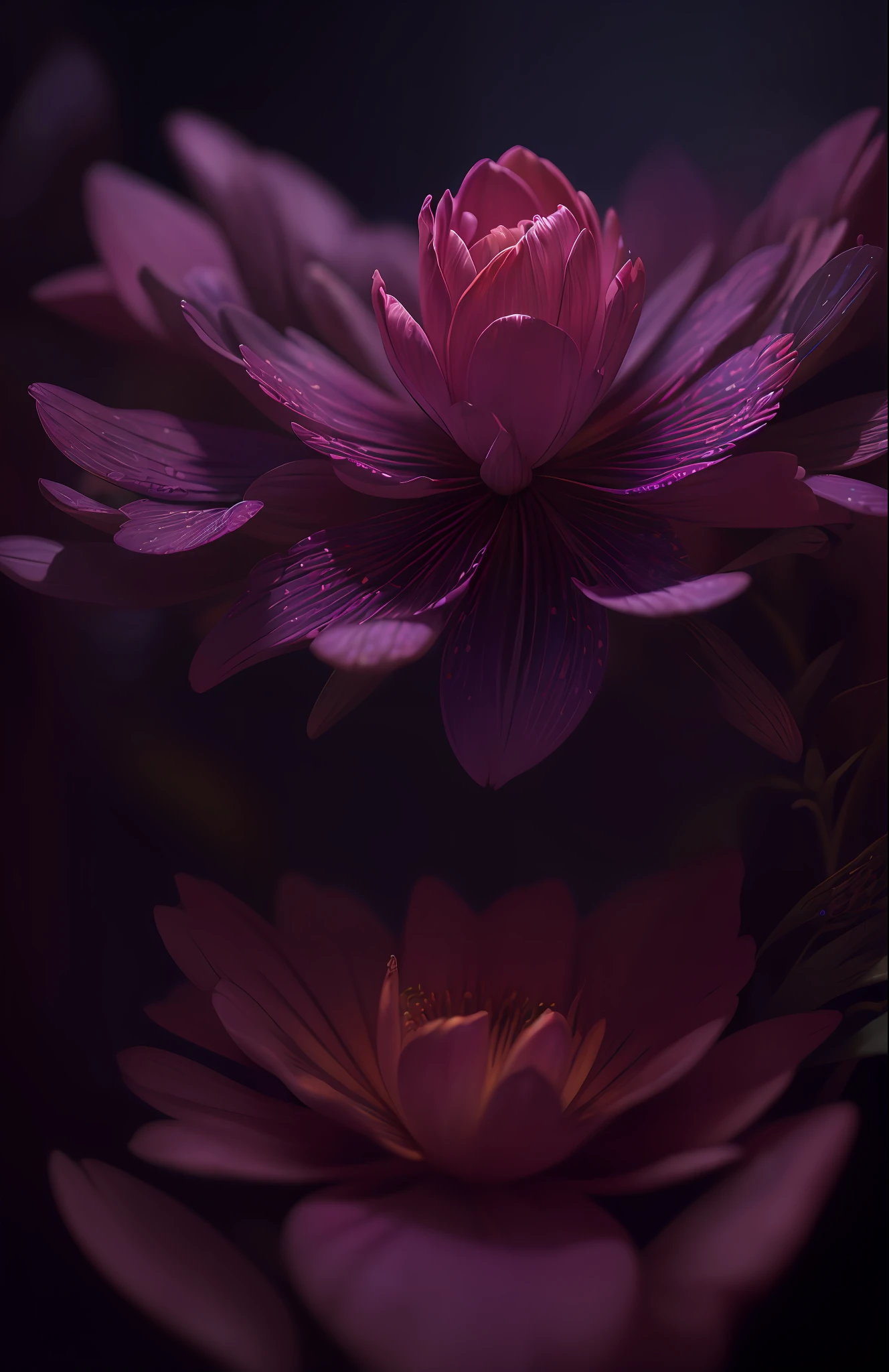 A flower by Casey Weldon, Olga Kvasha, Miho Hirano, hyperdetailed intricately detailed gothic art trending on Artstation triadic colors Unreal Engine 5 detailed matte painting, deep color, fantastical, intricate detail, splash screen, complementary colors, fantasy concept art, 8k resolution, gothic deviantart masterpiece, (dark shot:1.4), art by greg rutkowski and artgerm, soft cinematic light, adobe lightroom, photolab, hdr, intricate, highly detailed, (depth of field:1.4)