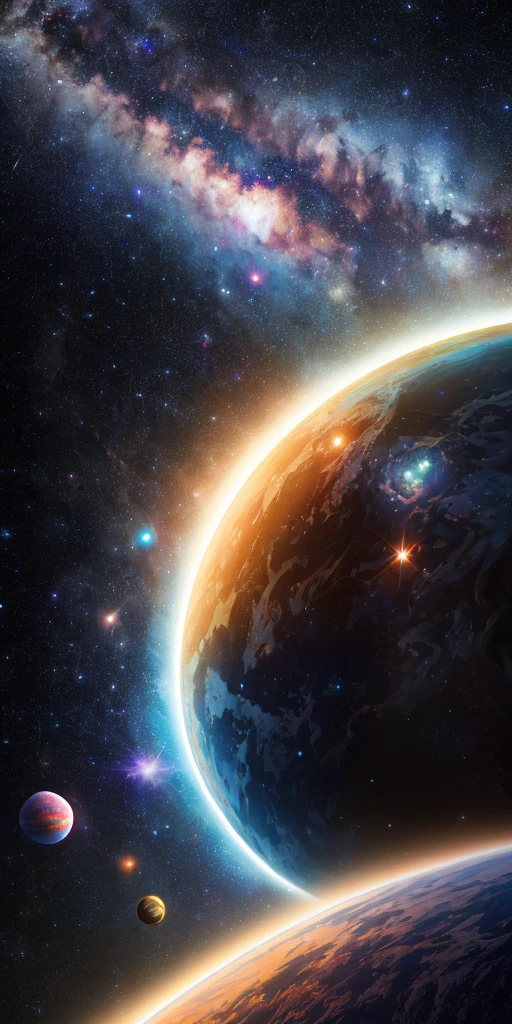 masterpiece, best quality, high quality, extremely detailed CG unity 8k wallpaper, Depth of Field, HDR,,Photorealistic,extremely detailed, Intricate, High Detail, universe, space, galaxy, stars, planets, astronomy, cosmos, celestial, nebula, black hole, solar system, cosmic rays, supernova, deep space, astronomical objects. multiverse, parallel universe