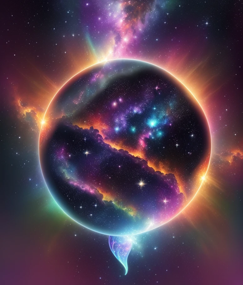 n the middle of the cosmos a beautiful glass bottle that contains within it a dragon-shaped nebula, clusters of bright stars illuminated by a magical light Josephine Wall complementary colors photorealism watercolor digital art lens flare Unreal Engine 5 volumetric lighting Octane Render astral cosmic space fantasy