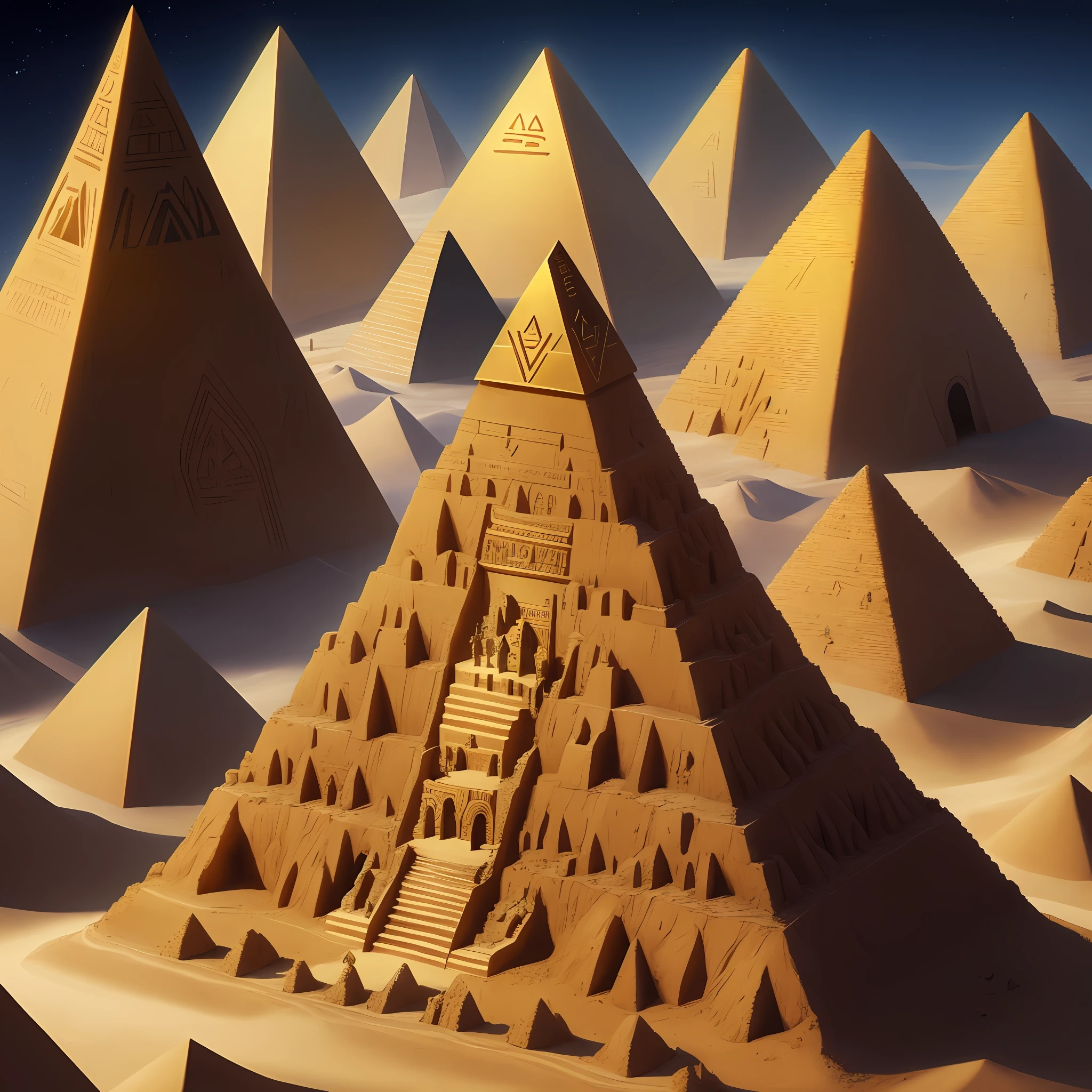 Pyramid-shaped anthill with anubis and Ra