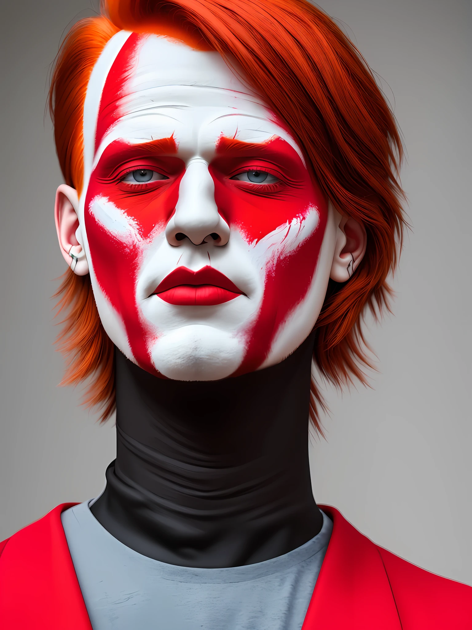 A Red head Man, reallistic, facepaint, Contemporary art, 8k, super detail.