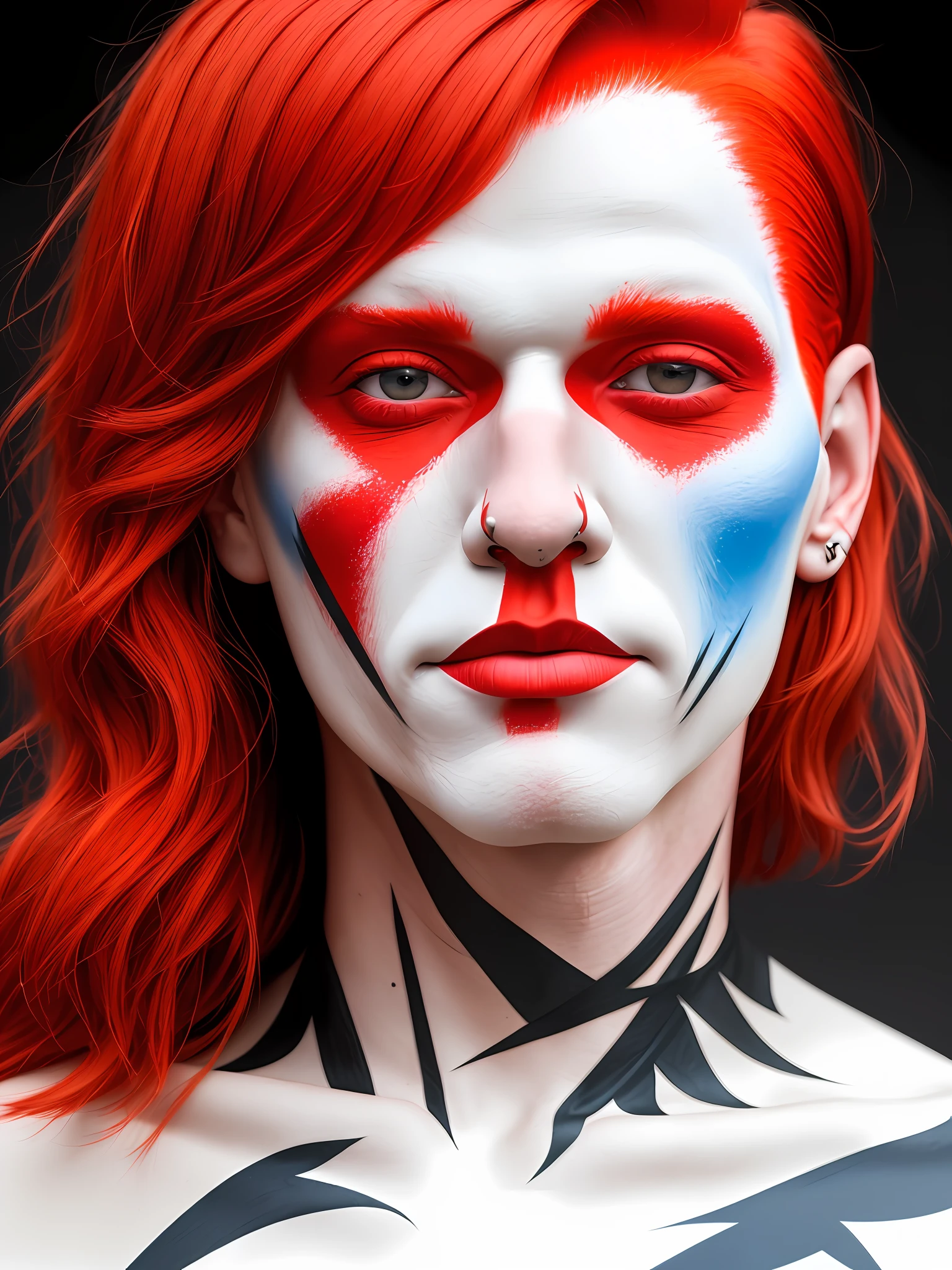 A Red head Man, reallistic, facepaint, Contemporary art, 8k, super detail.