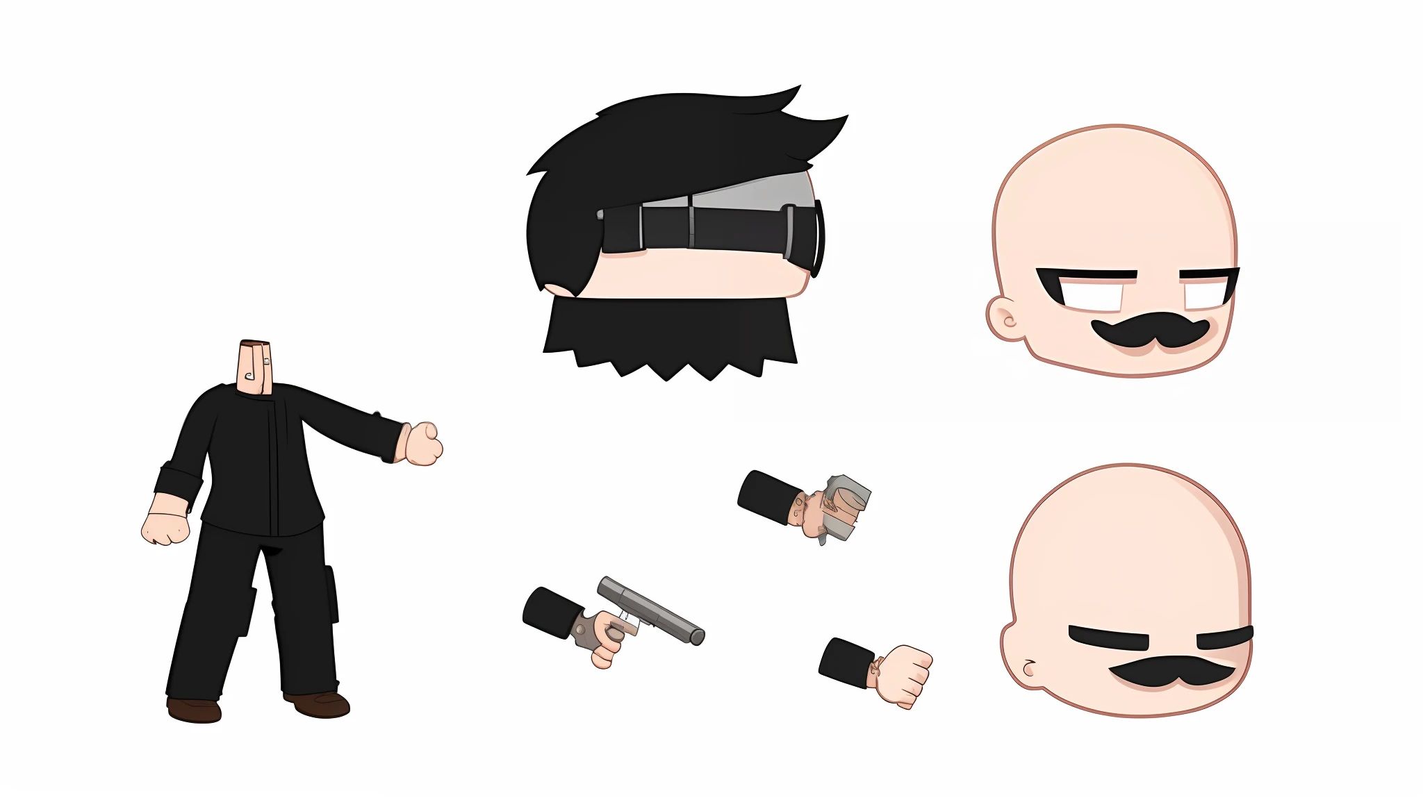 rig parts of a character, cartoon style, man