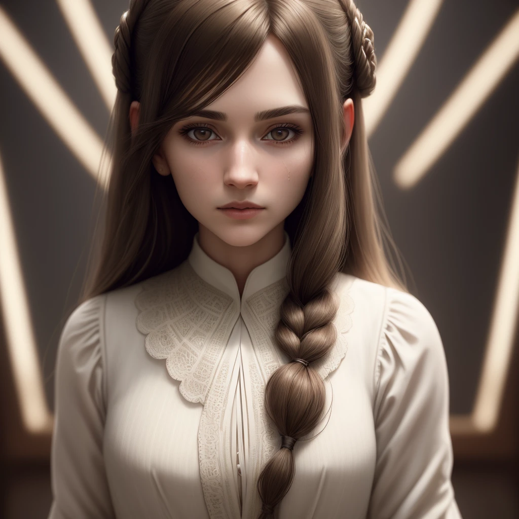 (symmetry), centered, a ((close)) portrait from above, a light brunette man, very thin, with long hair and beard, wearing a white blouse, 35mm, natural skin, black eyes, clothing details, 8k texture, 8k, insane details, complex details, hyper-detailed highly detailed, realistic, soft cinematic light, HDR, sharp focus, ((((cinematic visual))))), intricate, elegant, highly detailed